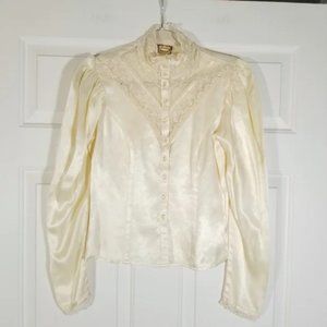 Gunne Sax Lace Satin Victorian Prairie Blouse